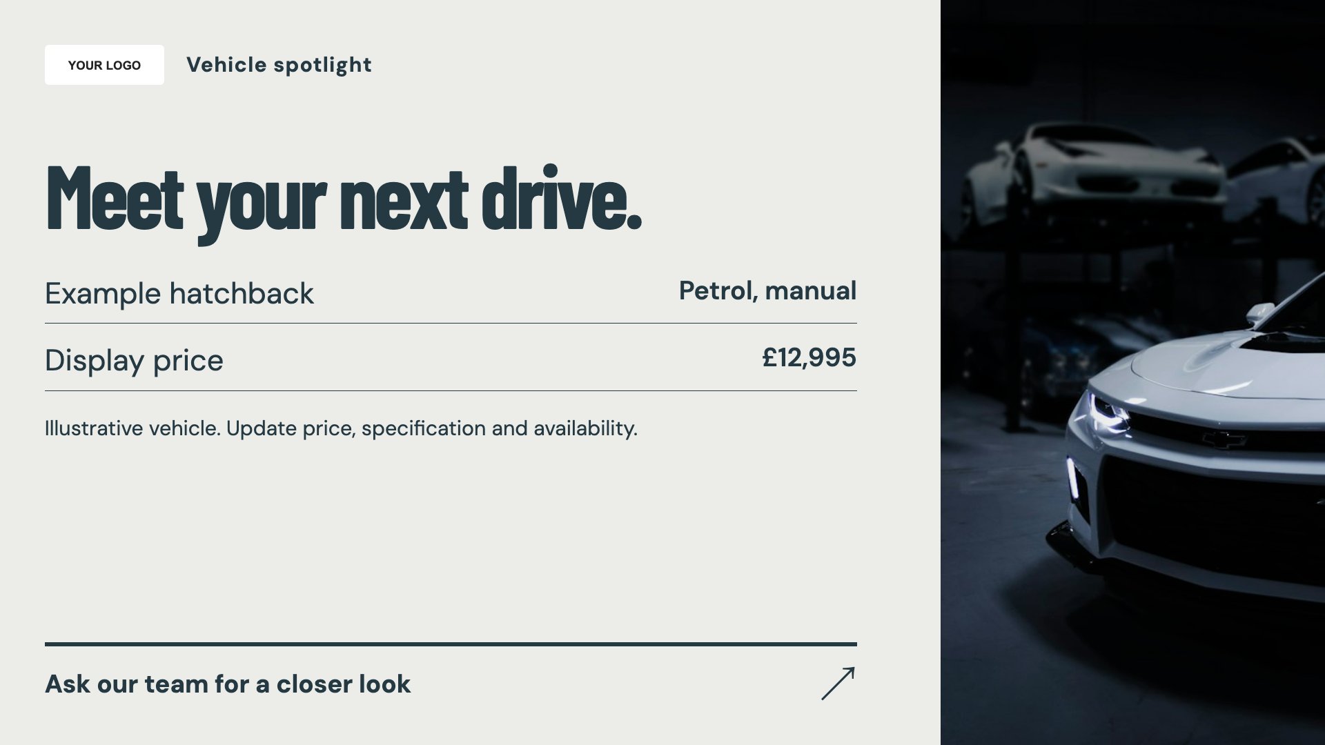 Car dealerships digital signage template preview