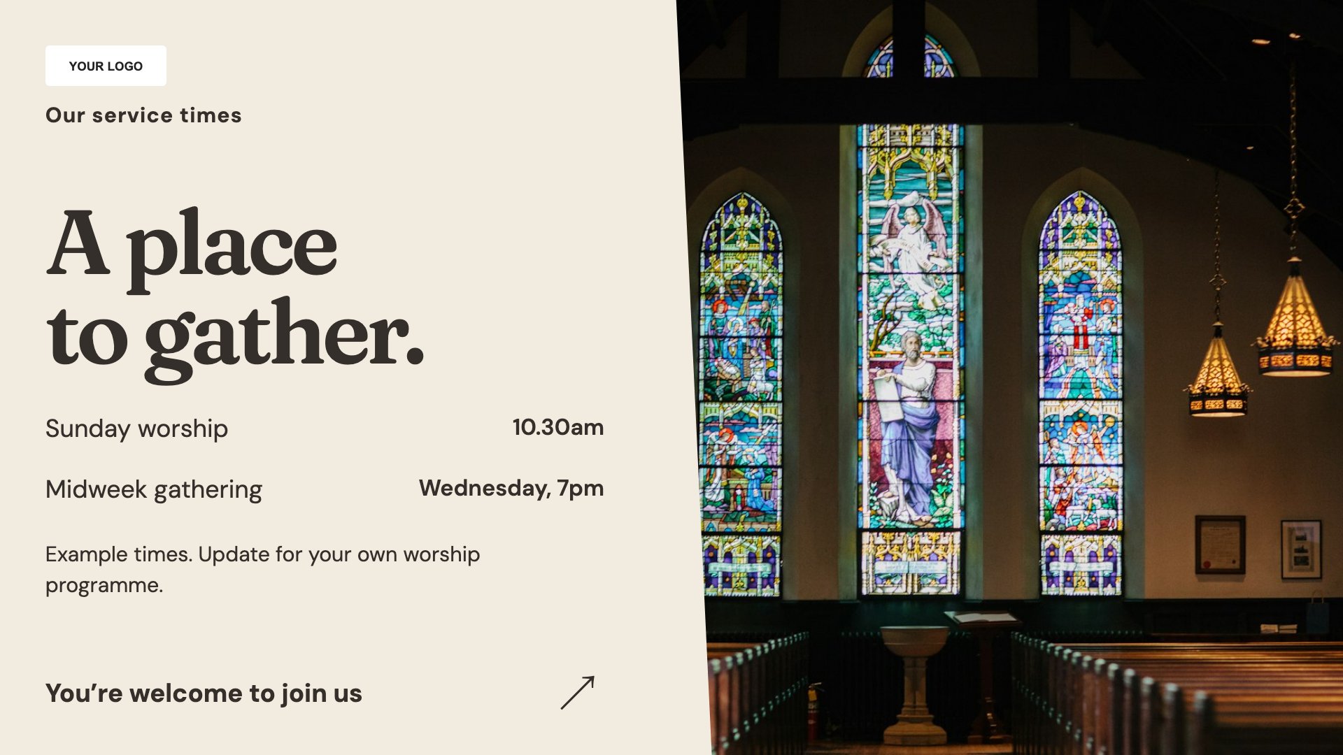 Churches & places of worship digital signage template preview