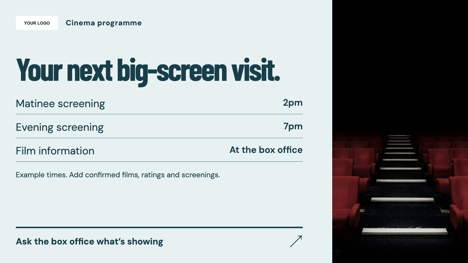 Cinemas digital signage template preview