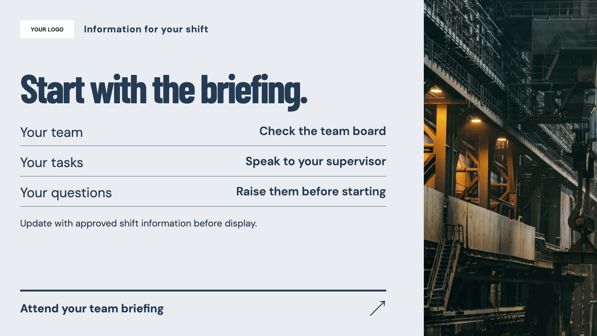 Factories & manufacturing digital signage template preview