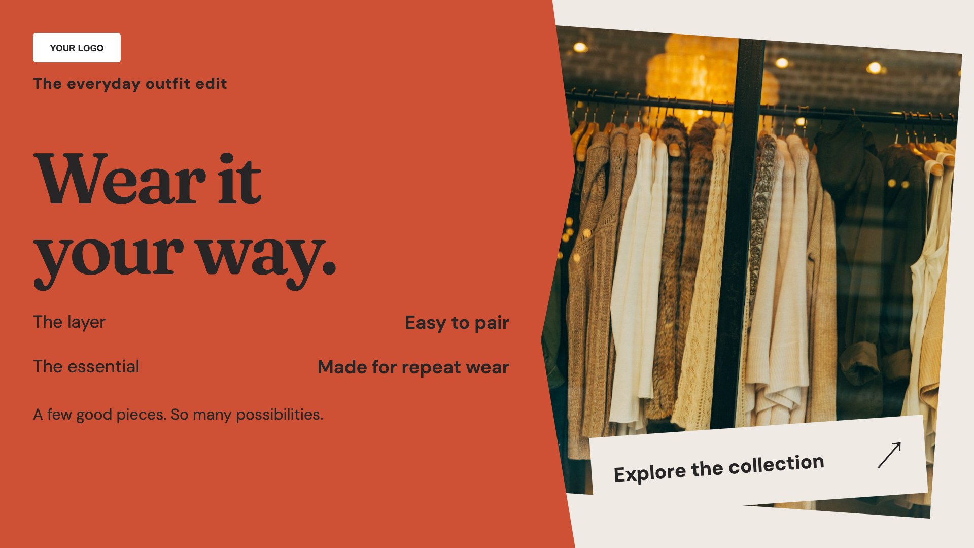 Outfit edit template for clothes shops and fashion boutiques; sample content