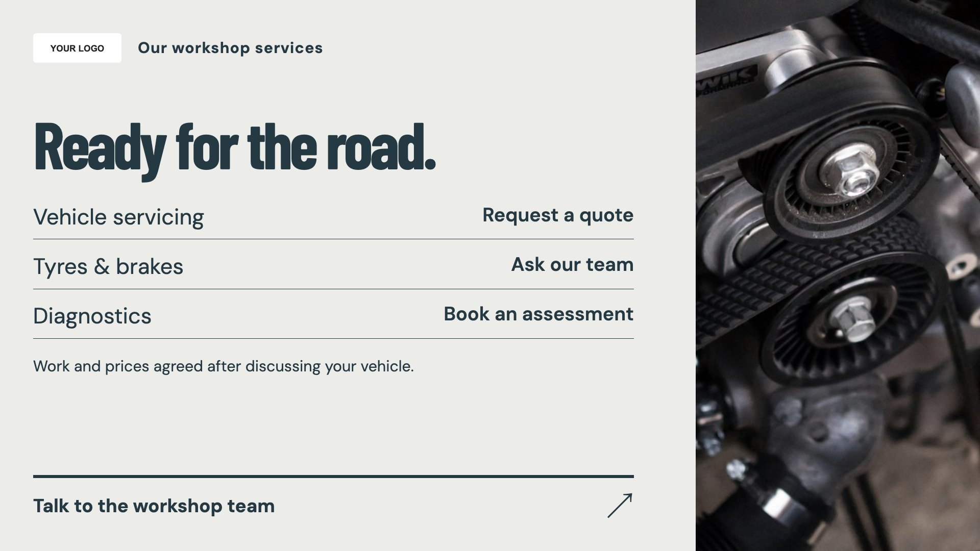 Garages & MOT centres digital signage template preview