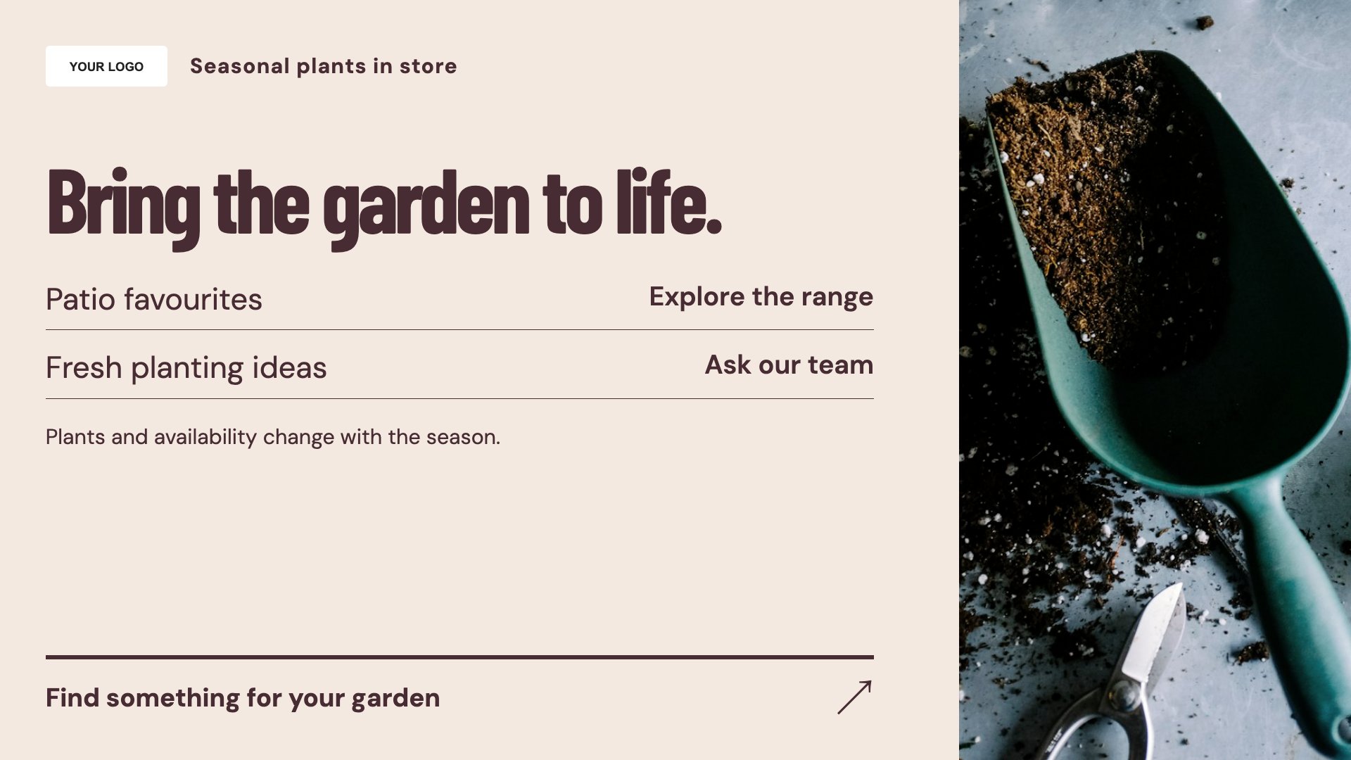 Garden centres digital signage template preview