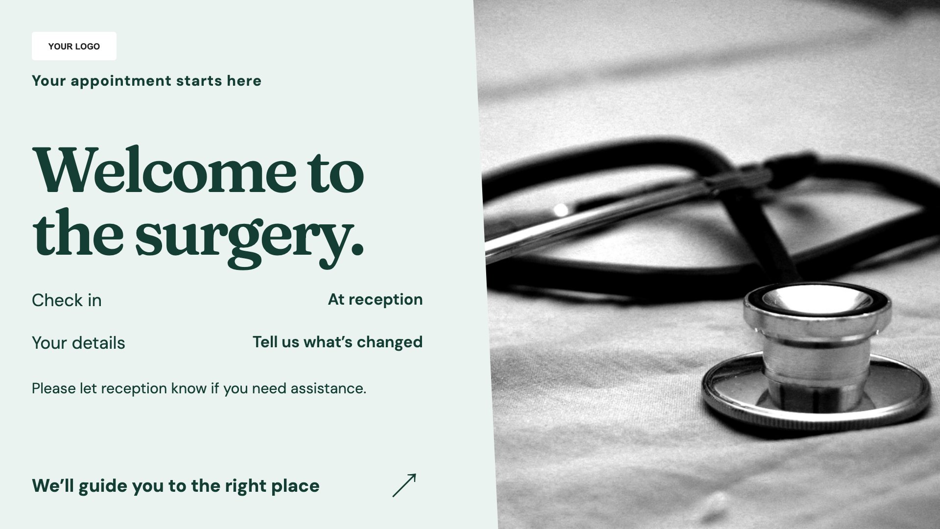 GP surgeries digital signage template preview