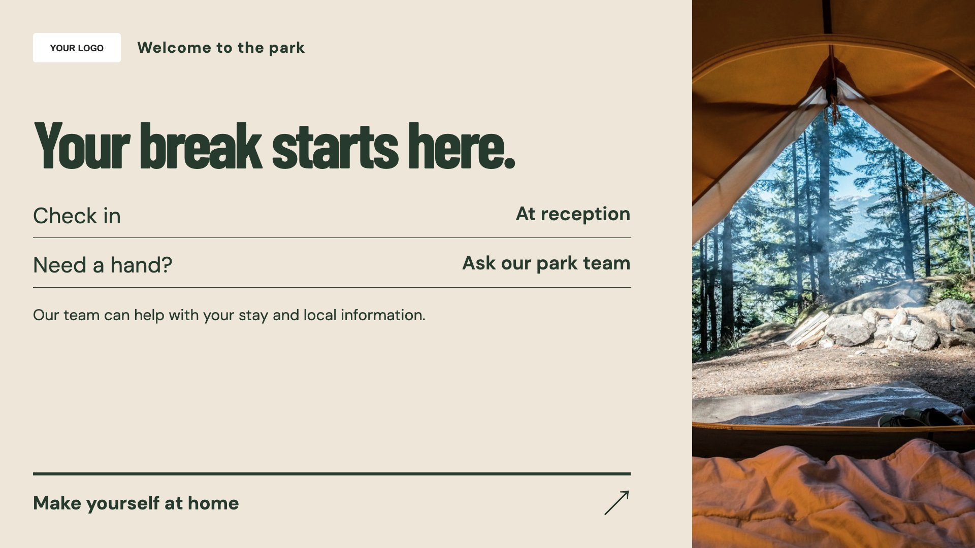 Holiday parks & campsites digital signage template preview