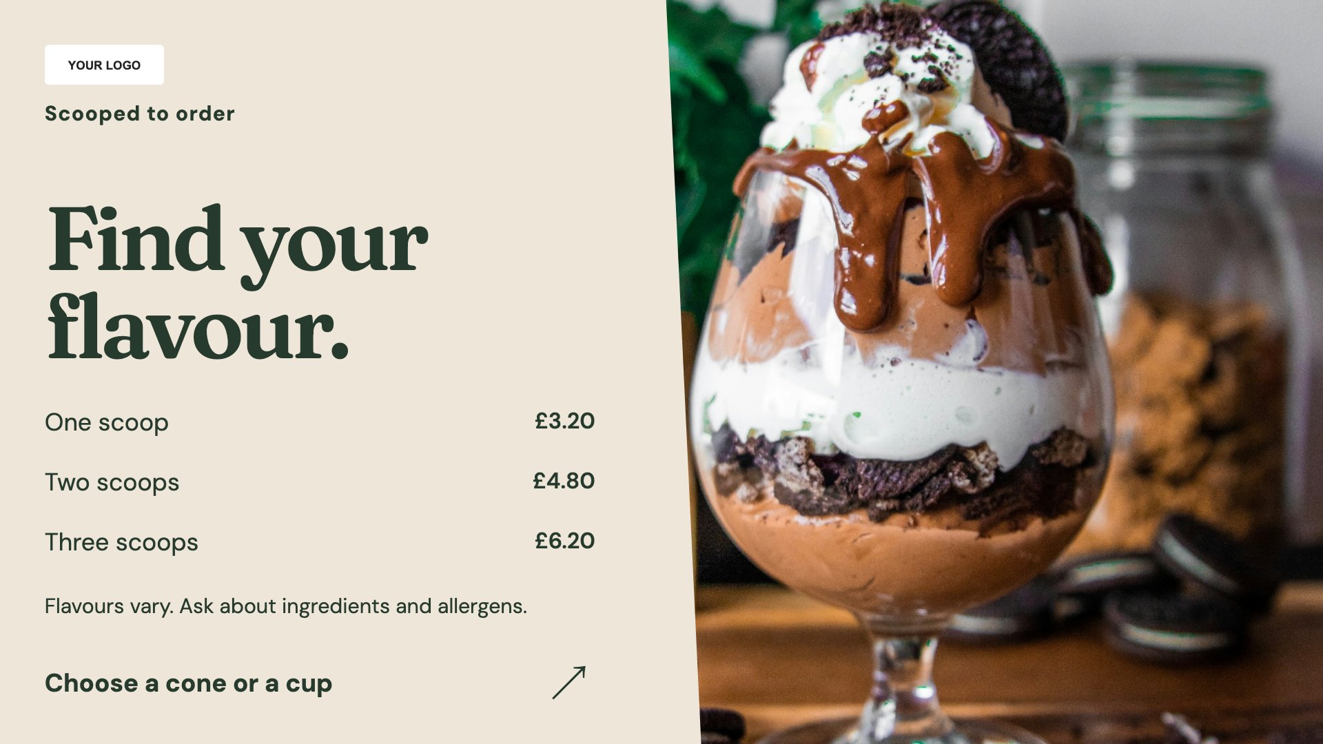 Ice cream shops digital signage template preview