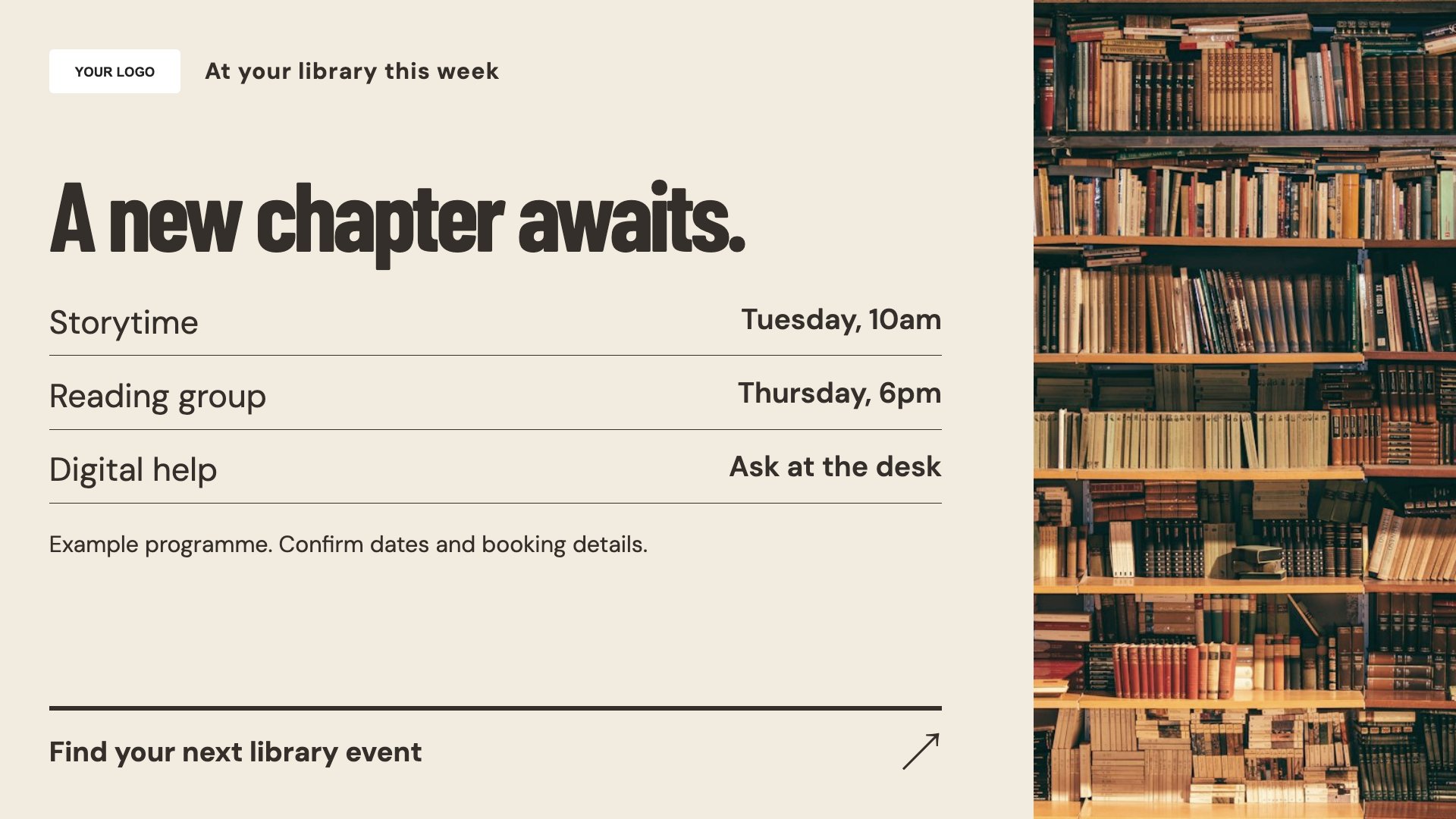 Libraries digital signage template preview