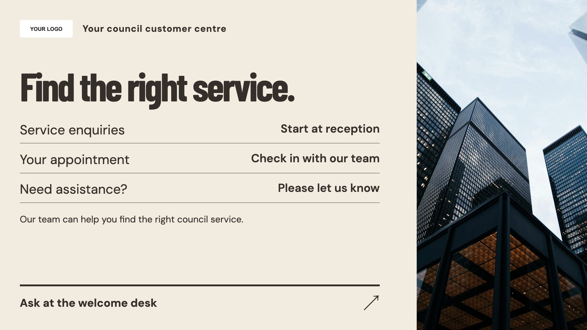 Local councils digital signage template preview