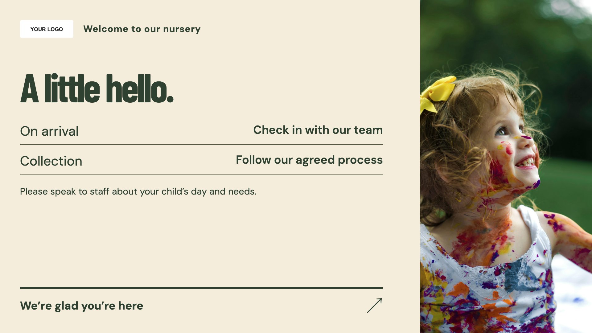 Nurseries & early years digital signage template preview