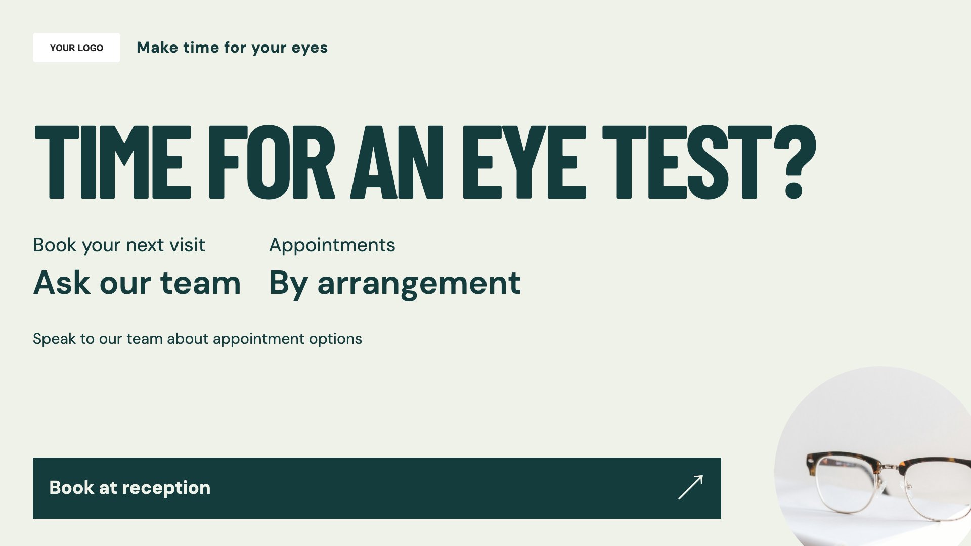 Opticians digital signage template preview