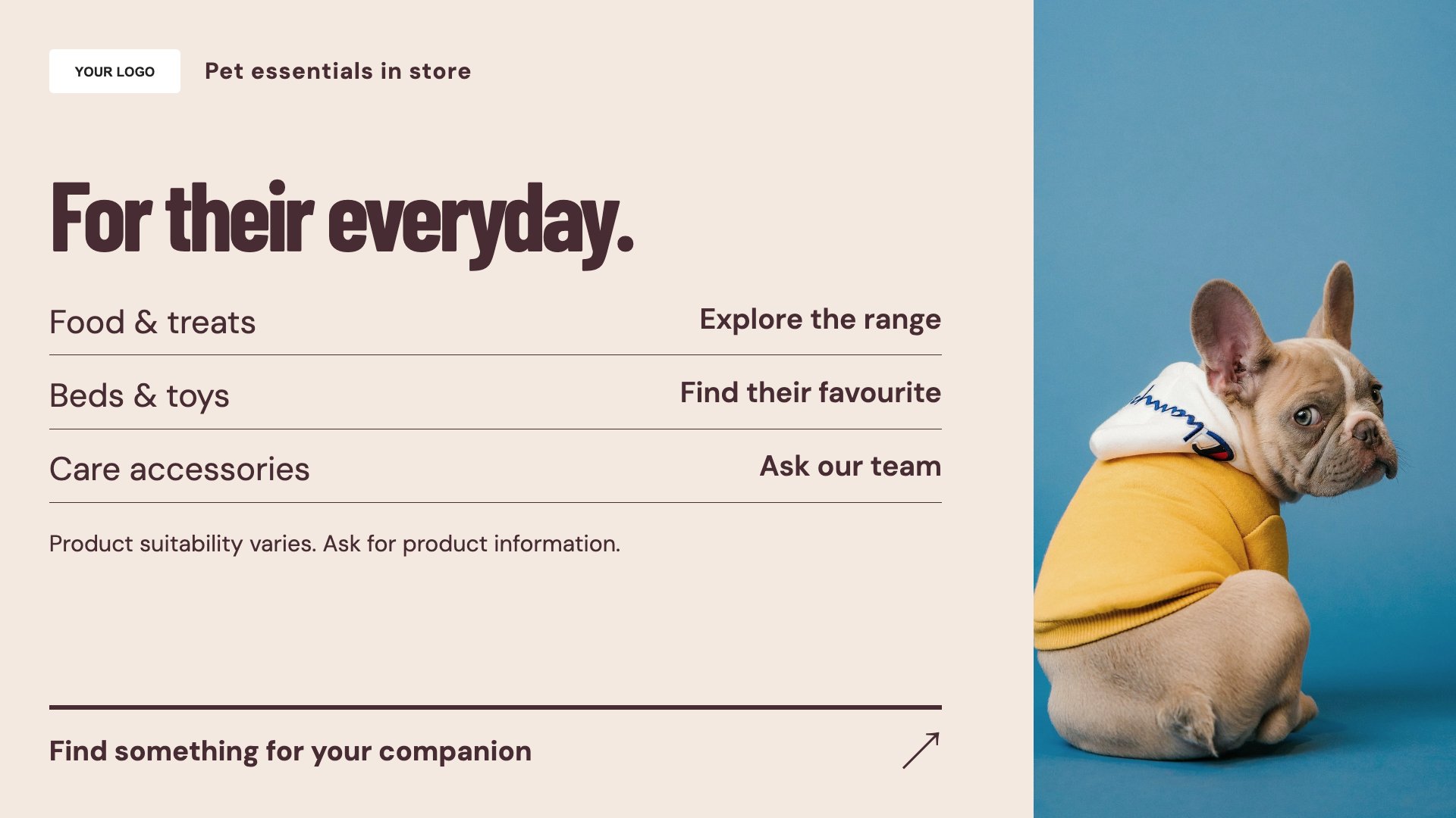 Pet shops digital signage template preview