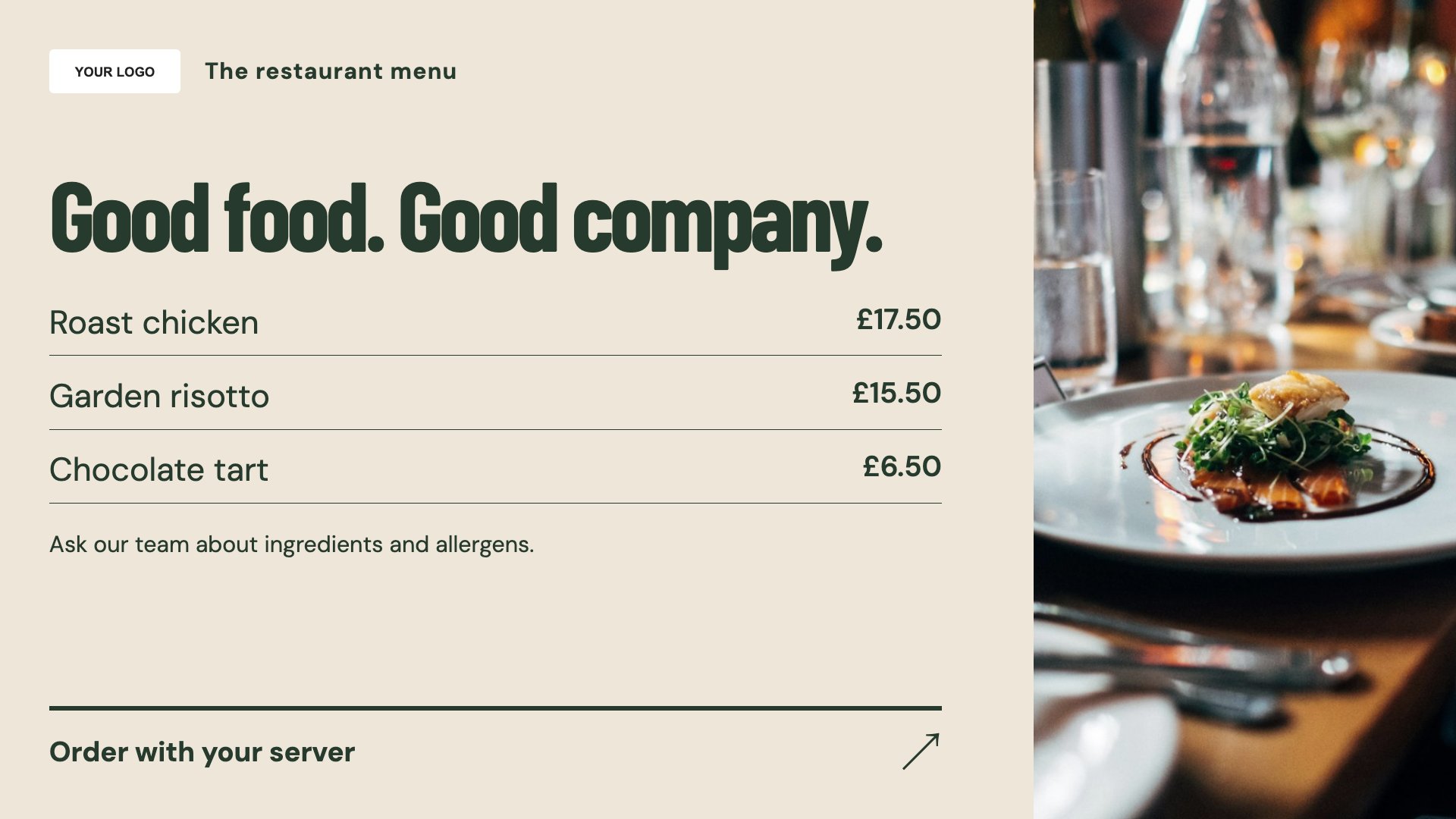 Restaurants digital signage template preview