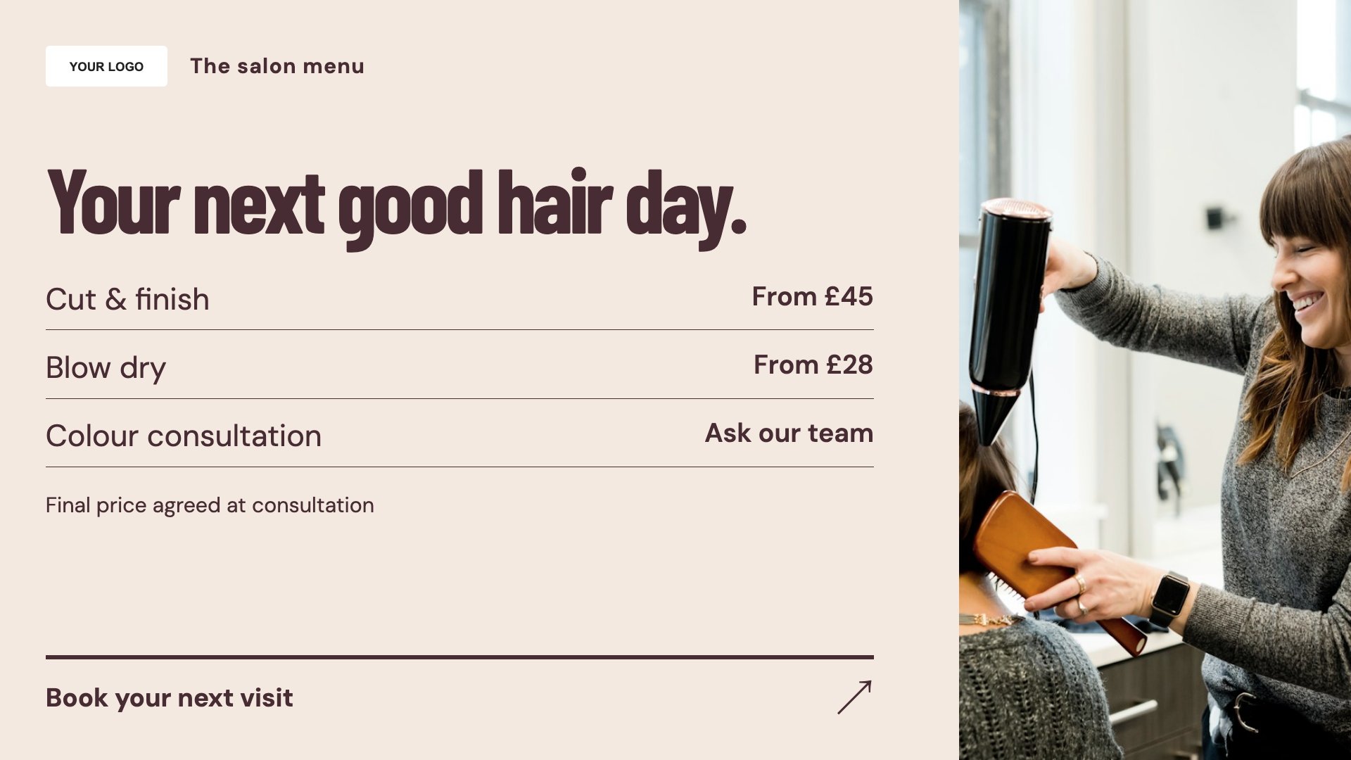 Salons & barbers digital signage template preview