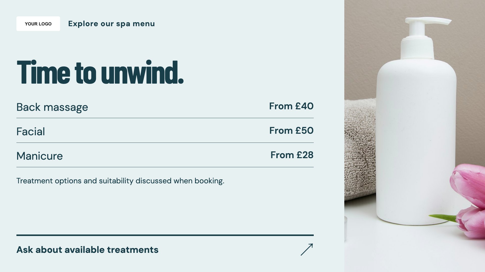 Spas digital signage template preview