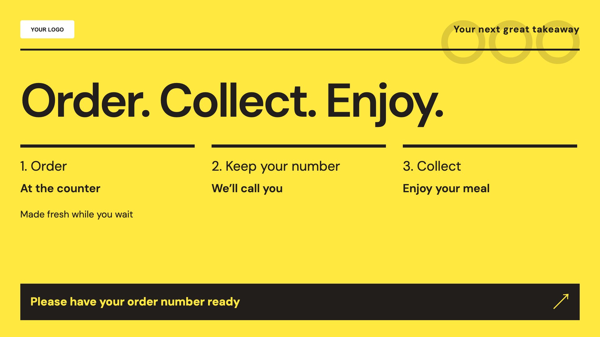 Collection information template for takeaways and quick-service restaurants; sample content