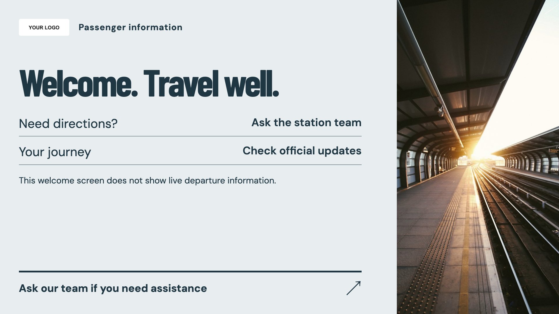 Transport hubs digital signage template preview