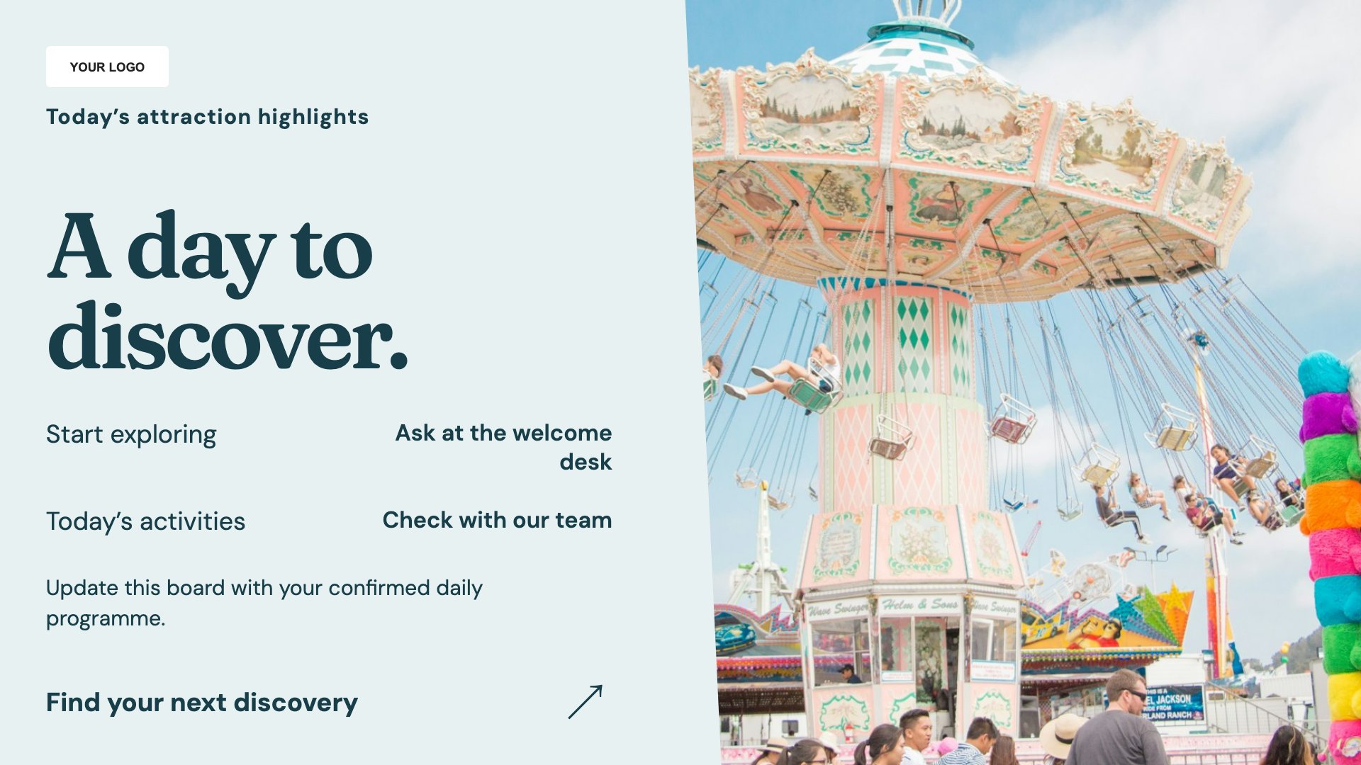 Visitor attractions digital signage template preview
