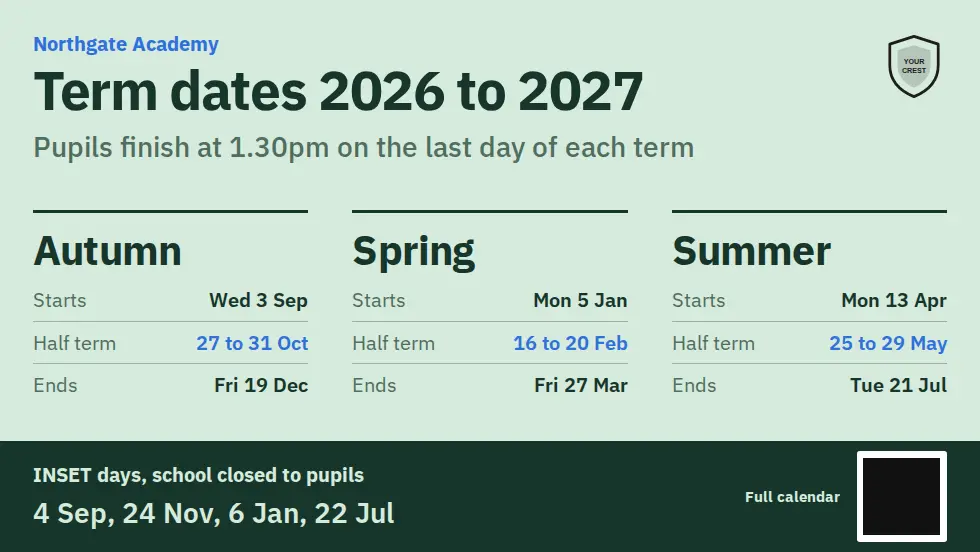 Term dates notice template