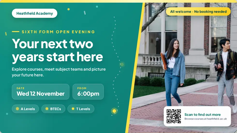 Sixth form open evening template